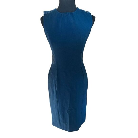 Diane Von Furstenberg Womens 2 Navy Blue Sheath Dress Wool Silk Blend vintage - Picture 1 of 11